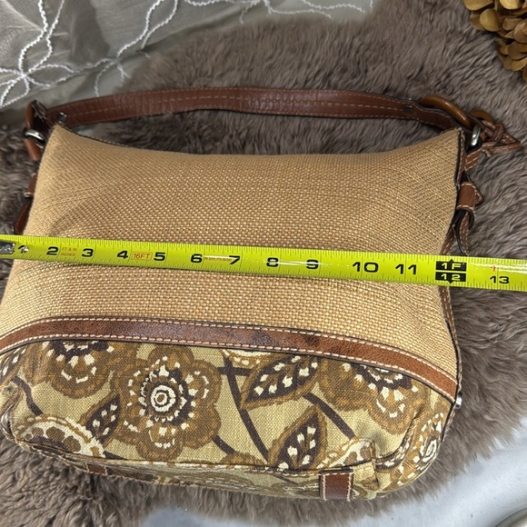Vintage Fossil shoulder bag in caramel, fabric with leather details, florar - Picture 11 of 15
